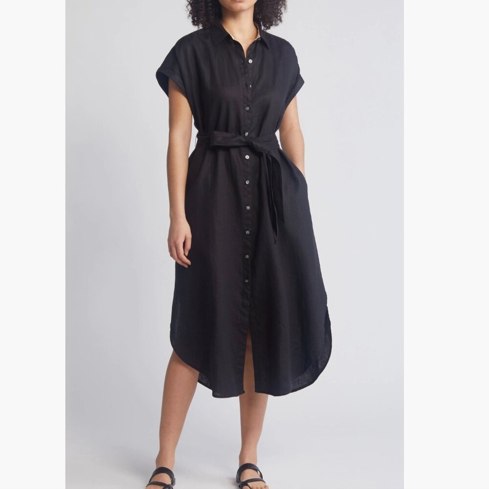 Tommy Bahama Coastalina Linen Midi Shirtdress Black Size XL - Picture 9 of 9